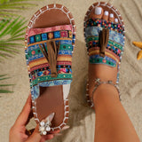 Breakj Bohemian Beach Women's Shoes In The Summer Of 2025 43-Yard Wish Large-Size Flat-Bottomed Slippers For