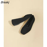 Square Toe Knitted Weave Shoes Women Flat Single Shoes Spring Summer Woman Shoes Comfortable Soft