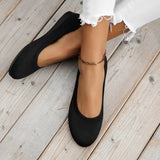 Toe Flats for Women Comfortable Knit Ballet Flat Shoes Casual Slip on Shallow Shoes Office Boat Shoes Plus Size