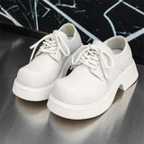 Breakj Wind Small Leather Shoes Thick Sole Increased Spring And Autumn New Lace-Up Happy Shoes Versatile Casual Leather Shoes