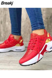 Women's Vulcanized Shoes 2023 Fashion Plus Size 43 Casual Sports Shoes Women Lace-up Mesh Breathable Wedge Platform