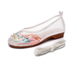 Breakj Shoes Antique Shoes Embroidered Mesh Yarn Single Shoes Round Head Hollow Flat Embroidered Shoes