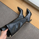Furtado 2022 Spring Autumn Women Knee High Boots Genuine Leather Pointed Toe Stilettos Heels Mixed Colors Women's