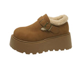 Breakj Version Of Temperament Plus Velvet Pine Cake Heightening Leg Growth Head Round Head Birken Cotton Shoes 2025 New Warm Snow