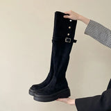 Breakj Version Of The Leisure Thick-Bottomed Long-Sleeve Boots Children's Sleeve Cylindrical Head 2025 Autumn And Winter New Thick Knee-Heeling Knight