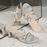 Toe Transparent Wear Women's Shoes Large-Size Coarse And Cool Slippers 2025 Summer New Fashion Korean Version Of High-Heeled