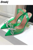 Bowknot Women Pumps Clear Heels For Women Transparent Shoes Summer PVC Slingback High Heel Sandals Ladies Jelly