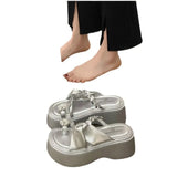Breakj Women Wear 2025 Summer New Small Thick-Soled High-Heeled Water Drill Jackets Toe Cool Slippers