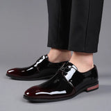 Breakj Men's Plus Size Bright Single Shoes Fashion Trend Business Leather Shoes Color Lace Men's