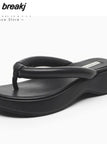 Size 35-39 Wedges Sandals Women Flip Flops Medium Heels Summer Shoes For Women 2023 Fashion Slippers Platform