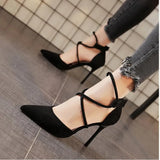 Breakj Sexy Pointed Single Shoes Cross-Tied High Heels Women 2025 New Banquet Temperament Fine Heel
