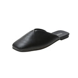 Female 2023 New Women's Shoes Summer Korean Version Square Head Baotou Half Drag Women's Flat Bottom 43 Large Size Cool Slippers
