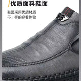 Leather Men Shoes Summer Slip on Loafers Breathable Men Casual Leather Soft Shoes Black Flats Driving Shoes
