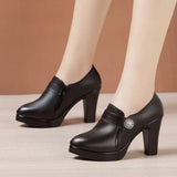 Autumn And Winter New Deep Mouth Single Shoes Women's Thick Soles Waterproof Table Soft Soles High Heels Catwalk Work Shoes Women's Single
