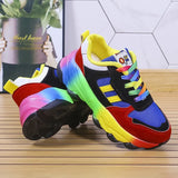 Size Casual Single Shoes Rainbow Sole Fashion Tie Fly Weave Breathable Leisure Sports Spot Single Shoes