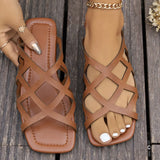 Breakj Large-Size Flat-Bottomed Slippers Women Hollow Mesh Open Toe Wearing Beach Cold
