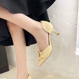 Fashion Women Pumps Pointed Toe Metal Chain Sweet Style Purple Pink Office Dress Shoes Party Pumps Thin High Heels Elegant