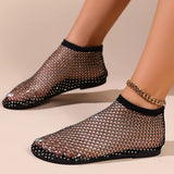 Breakj Round-Headed Sandals In The Summer Of 2025, Net Red-Strowed Short Boots Summer Sexy Large-Size Flat