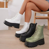 Women's Thick-Bottom Boots 2025 Autumn And Winter New British Style Martin Boots With High-Pine Cake Bottom Short Boots