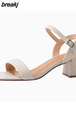 Size 34-40 Heeled Sandals Women Summer 2023 High Heels Shoes For Women Fashion Ankle Strap Buckle Chunky Heel
