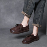 Breakj Layer Of Cow Leather Hand-Retro Single Shoe Women 2025 Spring New Comfortable Soft-Soled Casual Shoes Round Leather Women's