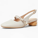 2023 New Thick Heel French Line With Pearl Middle Heel Empty Single
