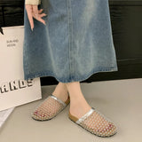 Breakj Woven Woven Half Slippers Women Summer Wear 2025 New French Dress Cool Slippers Roman Sandals
