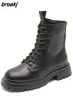 Ankle Boots Female Designer Shoes for Women 2023 Combat Platform Heels Women's Short Leather Boots Free Shipping Zip