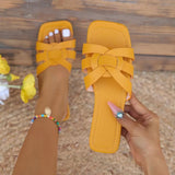 Breakj New Large-Size Flat Bottom One-Word Casual Hollow Beach Shoes Fashion Weaving Women And