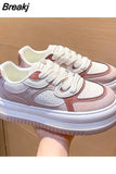 Autumn New Women's Flat Sneakers Plaid Women's Platform Casual Breathable Shoes Lace Up Vulcanized Shoes Tenis