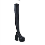 Breakj New Large-Size Square Head Boots Women Thick And Thick Over-Knee Skinny Boots High-Valley Knight