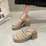 Breakj / Summer 2024 New Platform Sandals Thick Heel Square Head Female Summer Wear High Heel Broadband