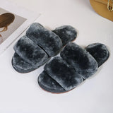 Slippers Women Cozy Faux Fur Indoor Floor Slides Flat Soft Furry Shoes Women Home Slippers Female Winter Warm Flip