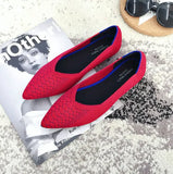 Womens Stretch knitted mixed color moccasins breathable cozy work shoes brief slip-on fashion ladies flats light driving