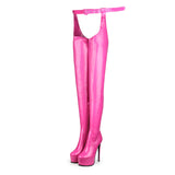 Breakj Lady Fashion Belt Boots Fine With High Water Table Elastic Boots Side Zipper Round Head Fashion