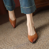 Breakj Retro Wiping Pointy Light-Mouthed Single-Shoe Women 2025 New Comfortable Soft Leather Thick Heel Low-Heeled Single