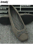 QUEEN Women Casual Flats Shoes Slip On Loafers Spring Autumn Flock Solid Flat Ballet Shoe Soft Moccasin Shallow
