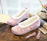 Breakj Cotton Shoes Autumn And Winter Ancient Costume Collocation With Embroidered Shoes With High Slope Heel Female Cloth