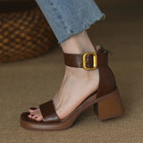 Breakj Style Retro Word With Sandals Woman Heel Back Zipper De-Shoe Summer High Heels Women