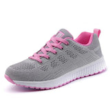 Women Fashion Outdoor Women Casual Shoes Flat Women's Sneakers Trainers Lace-up Mesh Sneakers Walking Shoes Woman