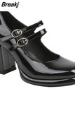 High Heeled Women Pumps 2023 Vintage Buckle Mary Jane Shoes Great Quality In Spring Summer All-match Temperament