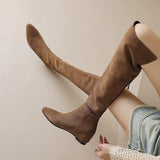 Breakj Wind Retro Knee Long-Tice Boots Women 2025 Autumn And Winter New Fashion Thin Sharp Head Inside The Raised