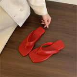 Breakj New Flat Shoes Daily Leisure Side Folded Toe Sandals Wearing Solid Color Simple Commuter