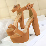 Breakj Thick Heel Super Skinny High Heels Sexy Nightclub Women's Shoes Waterproof Table Open Toe