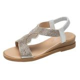 Breakj 2025 Summer New Water Drill Slope Heel Sandals Women With Roman Toe Fashion Sandals