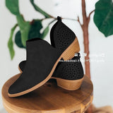 Autumn And Winter New Large-Size Hollowed-Out Short Boots Martin Boots Pointed Low-Heeled Women's