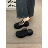 Breakj Cake Thick Bottom High Heel Hollow Black Bag Head Sandals Women Summer Gentle Fairy Small Half