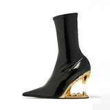 Breakj Metal High-Heeling Hollow Tusk Giant Tooth Tiger Tooth Alien And Knitted Elastic Short Boots Socks Women's