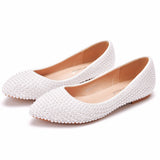 Breakj Flat-Soled Bridesmaids Wedding Shoes To Take Pictures Of Women's Singles Handmade Pearls Pregnant Women's