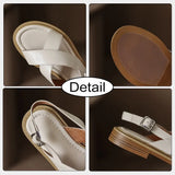 Size 34-40 Flats Sandals Women Summer 2023 Genuine Leather Low Heels Shoes For Women Rome Fashion Platform